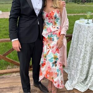 Parker Multicolor Floral Strapless Midi Dress